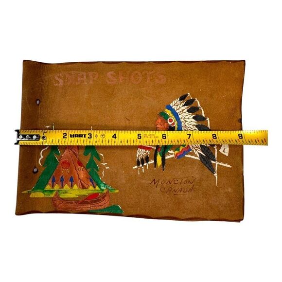 Vintage Moncton Canada Leather Snap Shots Photo Album Native American Motif READ - Picture 5 of 8